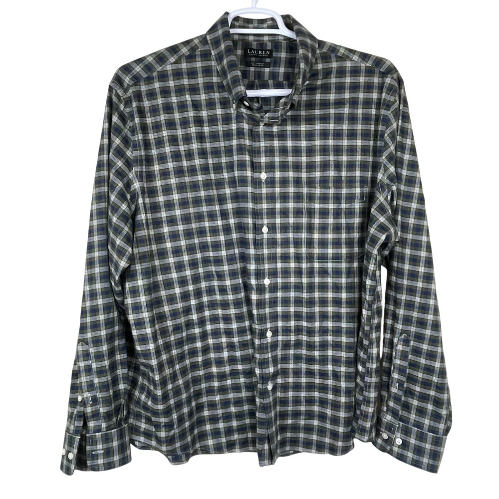 Lauren Ralph Lauren Black Label Soft Stretch Mens Shirt Sz 2XL Plaid Long Sleeve